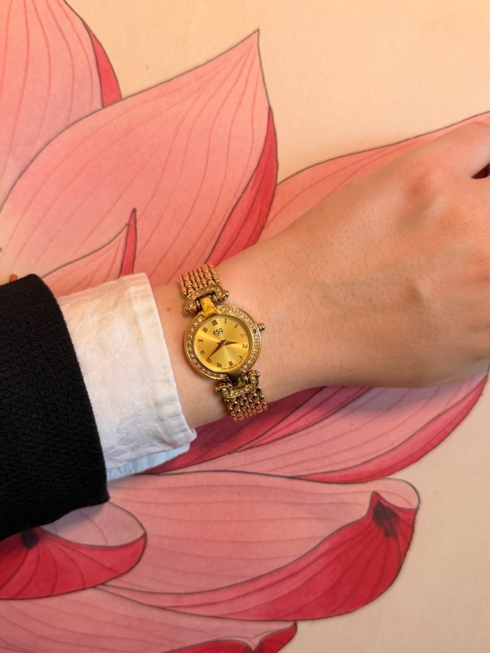 Movado Gold Tone Women's Bracelet Watch with Crystal Accents